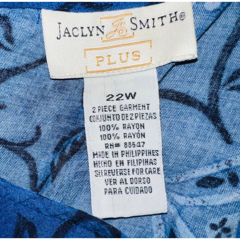 Sleeveless Jaclyn Smith Plus Size 22W Dress Blue & Black Floral Rayon - Picture 3 of 4